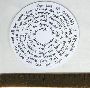 DISPENSARIO MARIHUANA 710 LABORATORIOS TARJETA CIRCULAR ESPIRAL CANNABIS MENSAJE 2 CARAS - Imagen 1 de 12