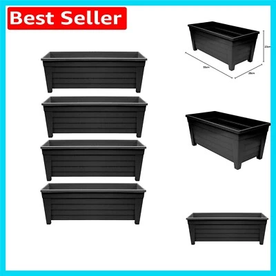 Ebony 55cm Long Trough Plant Pot - Stylish Drainage Solution for Home & Garden - Image 1 of 4