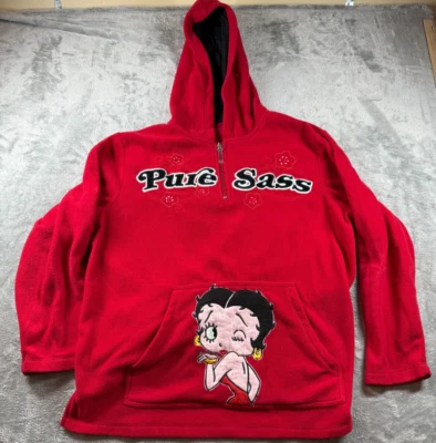 Sudadera con Capucha Betty Boop Pure Sass Roja Polar Media Cremallera Gráfico Grande 26x29 Foto 1 de 4