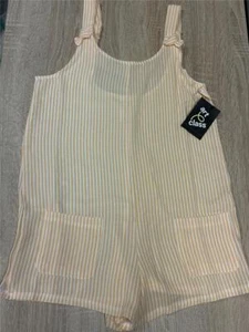 ^ art class Orange & White Striped Romper for Girls Size X-Large (14) SO CUTE - Picture 1 of 3
