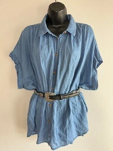 Madewell Blouse Women’s Size XL Denim Jean Button Up Short Sleeve Casual - Picture 1 of 8