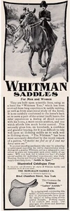 1906 Print Ad Whitman Saddles Mehlback Horse Equestrian Ladies Astride Side - Picture 1 of 3