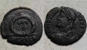 Moneda romana antigua genuina rara Emperador Joviano Laurel corona de éxito Heraclea - Imagen 1 de 4