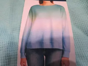 NEW Splendid Women Thermal Tie Dip Dye Top Long Sleeve Shirt Teal Blue Sz M - Picture 1 of 7