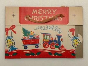 Vintage Christmas Candy Cookie Cracker Box Cardboard String Handles Train Toys - Picture 1 of 3