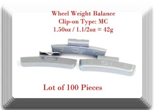 100 Pcs CLIP-ON Wheel Weight Balance MC Type 1.50oz 42g For All Type Alloy Rims - Picture 1 of 1