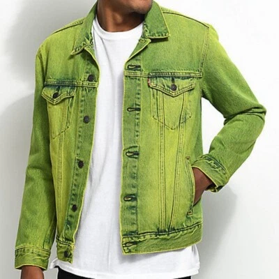 Cazadora Vaquera Levis  lavado al acido Neon-Verde.Talla L-hombre. Imp. USA - Imagen 1 de 4