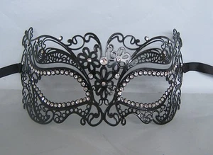 Black Filigree Silver Eyes Metal Masquerade Mask No 18 - Express Post Available - Picture 1 of 1