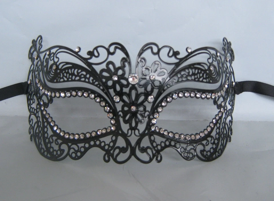 Black Filigree Silver Eyes Metal Masquerade Mask No 18 - Express Post Available - Image 1 of 1