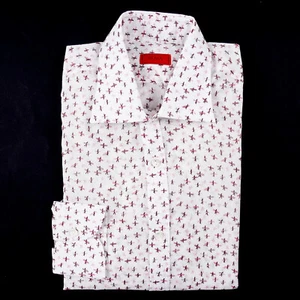 Isaia Slim-Fit Surfer and Coral Print Lightweight Cotton Shirt 15 (Eu 38) Pink - Picture 1 of 6