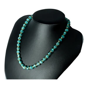 Murano Verre Collier or Vert 42 Perles 46cm Venice Sommerso - Imagen 1 de 6