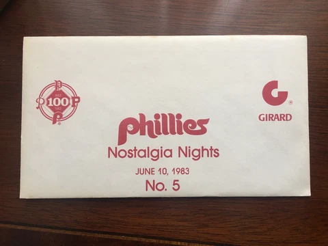 Phila. Phillies Nostalgia Night June 10, 1983 Postcards, Schmidt  No.5 NIP Cover