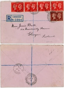 1940 GB CENTENARY FDC USED N.IRELAND FLORENCECOURT REGISTERED to SCOTLAND - Picture 1 of 3