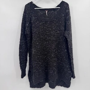 Free People Sweater Women Large Dark Gray Chunky Knit Oversized Pullover Comfy - Picture 1 of 14