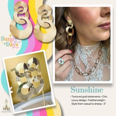 Limited Edition Park Lane SUNSHINE Gold Statement Earrings, Gold Retail $44 - Image 1 of 4