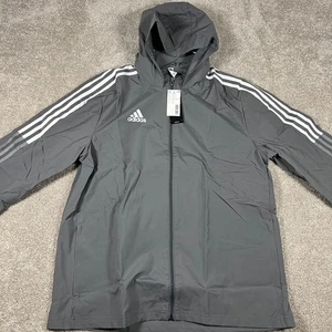 Adidas Mens Medium Gray Aeroready Tiro 21 Soccer Full Zip Hooded Jacket NWT - Picture 1 of 12