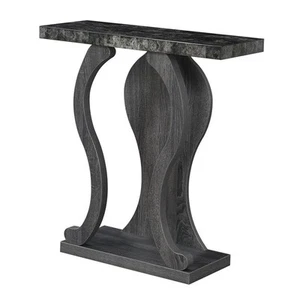 Newport Terry B Console Table in Weathered Gray and Faux Black Marble Wood - Picture 1 of 5