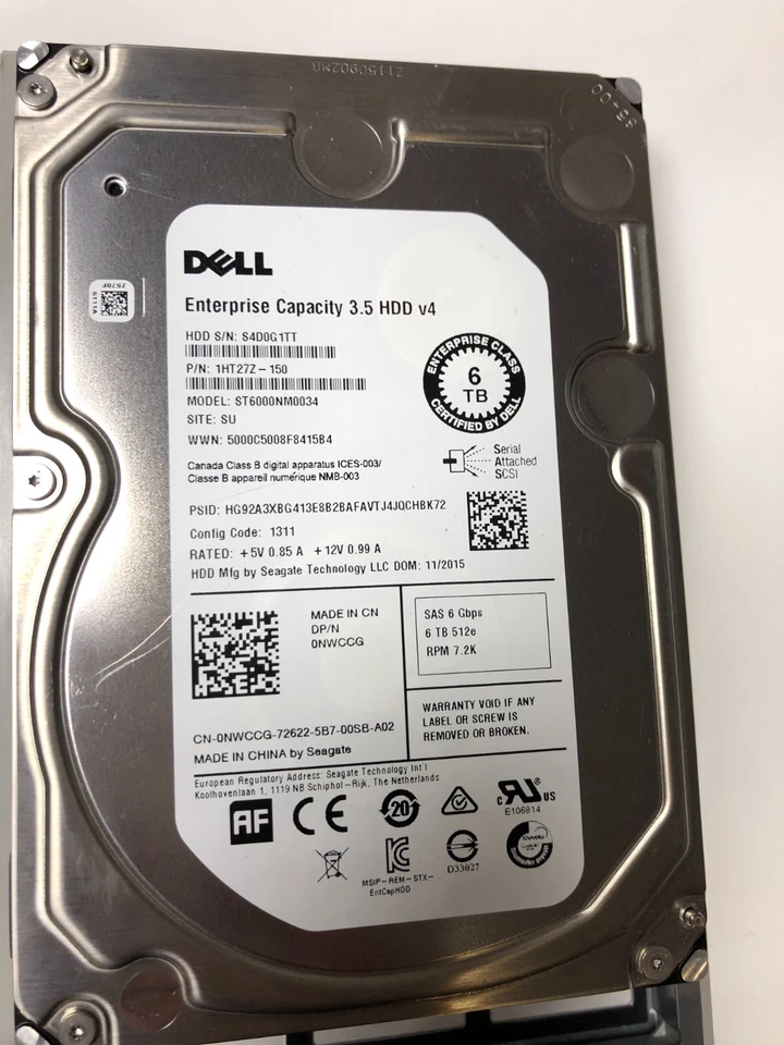 Dell 6TB 7.2K 6Gbps 3.5Inch SAS HDD NWCCG    512e Seagate ST6000NM0034 - Image 1 of 1