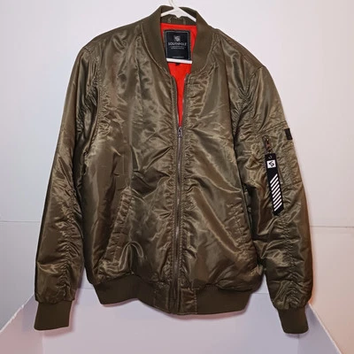 Chaqueta de bombardero Southpole aislada con cremallera completa para hombre talla L bolsillos verdes Foto 1 de 4