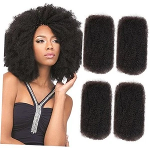 4 Bundles Afro Kinkys Bulk Human Hair (20"/20"/20"/20", Natural Black) - Afro - Picture 1 of 7