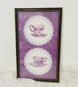 Vintage Tea Cup Wall Art Print Plastic Frame  - Picture 1 of 10
