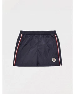 Moncler Swim Trunks Side Stripes Logo Patch Kids Blue Swimwear - Picture 1 of 6