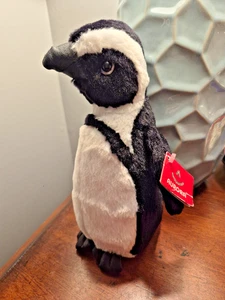 Aurora African Black Footed Penguin Plush Toy Realistic Black White 8" NEW - Picture 1 of 9