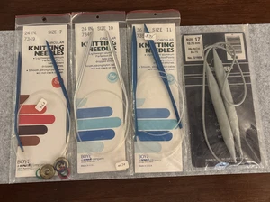 Lot Of 4 Circular Knitting Needles Size 7, 10, 11 And 17 - Picture 1 of 3