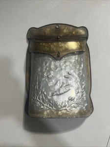 "Buzón de correo galvanizado primitivo vintage imagen de pájaro metal 14"" X 9,5""" - Imagen 1 de 10