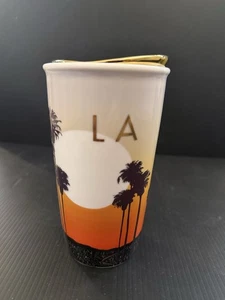 Starbucks 2015 LA Los Angeles California Keramik Travel Mug Palmen Golddeckel - Bild 1 von 4