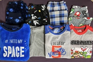 Boys Pajamas Lot M/L 10-12 Fleece Super Mario Space Sports Mix Brands 4 Sets - Picture 1 of 20