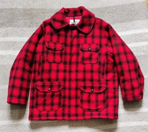 Vintage Woolrich Mackinaw Wool Red Buffalo Plaid Hunting Jacket Men’s Size 46 - Picture 1 of 10
