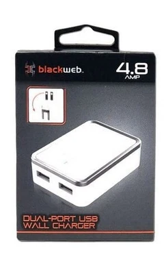 Cargador de pared USB de doble puerto Blackweb 4,8 amperios nuevo en caja B14 Foto 1 de 3