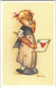 Postal de colección de Little Folks Valentine Bonnie firmada por artista Mainzer 569 Bélgica - Imagen 1 de 2