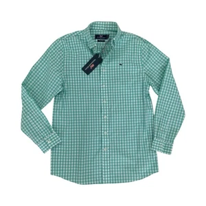 Vineyard Vines Boys Gingham Button Down Whale Shirt L/16 NWT - Picture 1 of 3