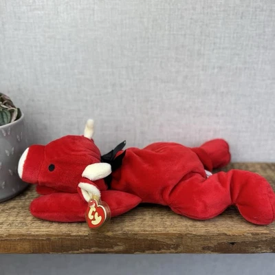 TY Pillow Pals Collection 1997 - Red Floppy Cow Pillow Plush Collectible 14" - Image 1 of 4
