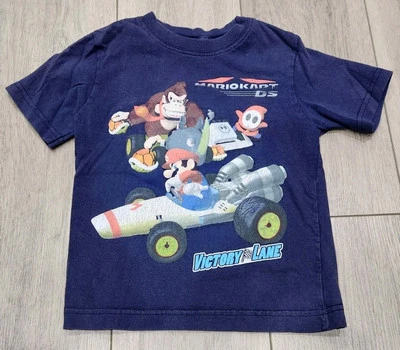 2000s Mario Kart Donkey Kong Nintendo DS Boys TShirt Size 4 XS 100% Cotton - Image 1 of 4