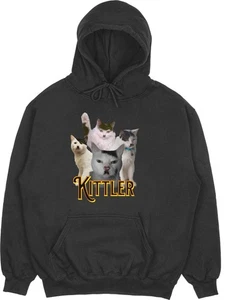 KITTLER Hoodie | Funny Novelty Cat Adolf Hitler | Parody Kitten Hooded Jumper - Picture 1 of 5
