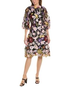 Teri Jon By Rickie Freeman Floral Applique Dress Women's