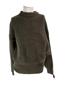Cordova Women's Sweater Medium Merino Wool Military Green Ribbed Batwing... - Picture 1 of 8