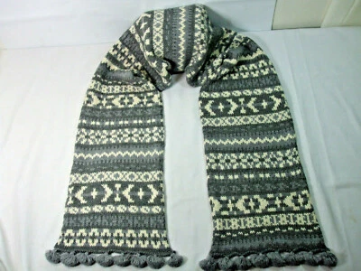 Banana Republic 女式围巾针织非常柔软羊毛羊绒灰色白色带流苏 — 第 1/4 张图片