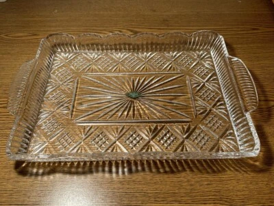 Shannon Crystal by Godinger Dublin Crystal Rectangular Serving Tray  14 x 11 - Image 1 of 4