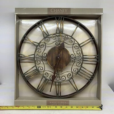Chaney 16 Inch Wall Clock -New Antiqued  Finish Metal Clock Steel Finish - Image 1 of 4