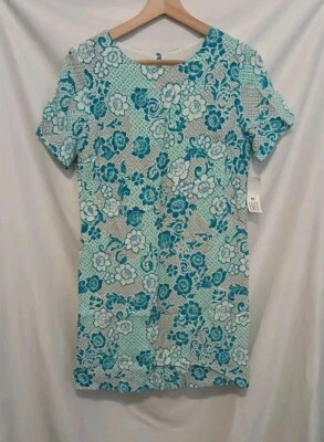 Lucy Love Dress XS Blue Floral Print Short Sleeve Button Back Lined - Image 1 of 4