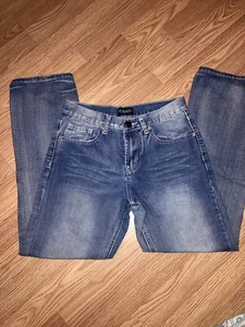 Black Premium Relaxed Straight 28 X 30 Faded Wash Denim Blue Jeans - Picture 1 of 8