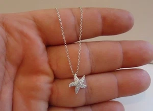 925 STERLING SILVER STARFISH PENDANT NECKLACE W/ .75 CT ACCENTS / NEW DESIGN!!!! - Picture 1 of 6