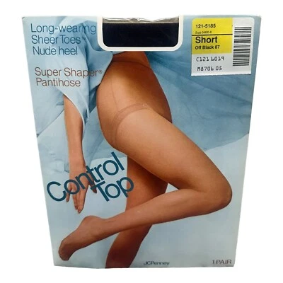 Pantimedias JCPenney Control Top Super Shaper negras cortas 87 Foto 1 de 2