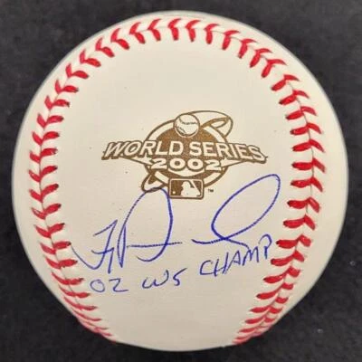 Troy Percival firmado "02 WS Champ" 2002 Serie Mundial Béisbol automático BAS Beckett Foto 1 de 4