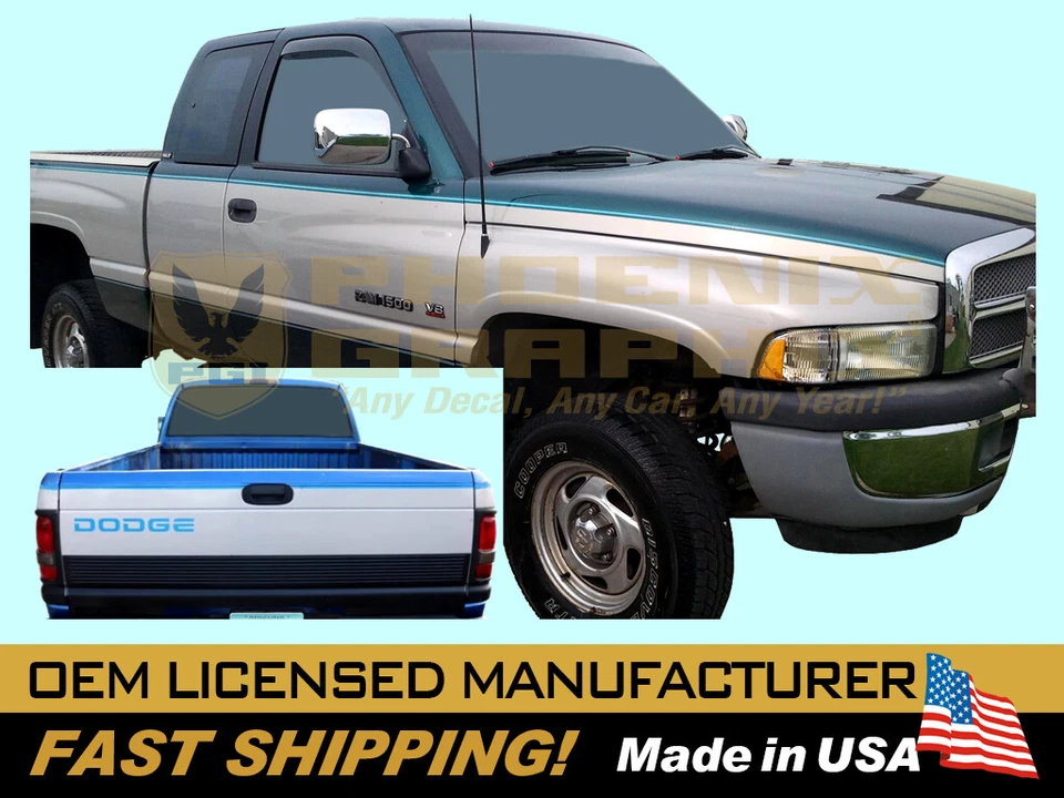 Camioneta Dodge Ram 1994 1995 1996 1997 1998 1999 rayas 3 bandas (2 colores) con nombres Foto 1 de 1