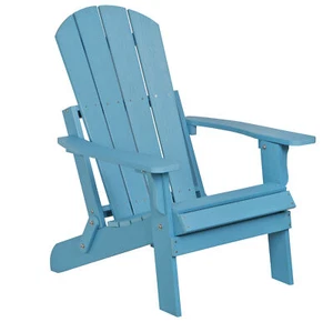Folding Adirondack Chair Poly Patio Chair Fire Pit Chair Weather Resistant Blue - Picture 1 of 21